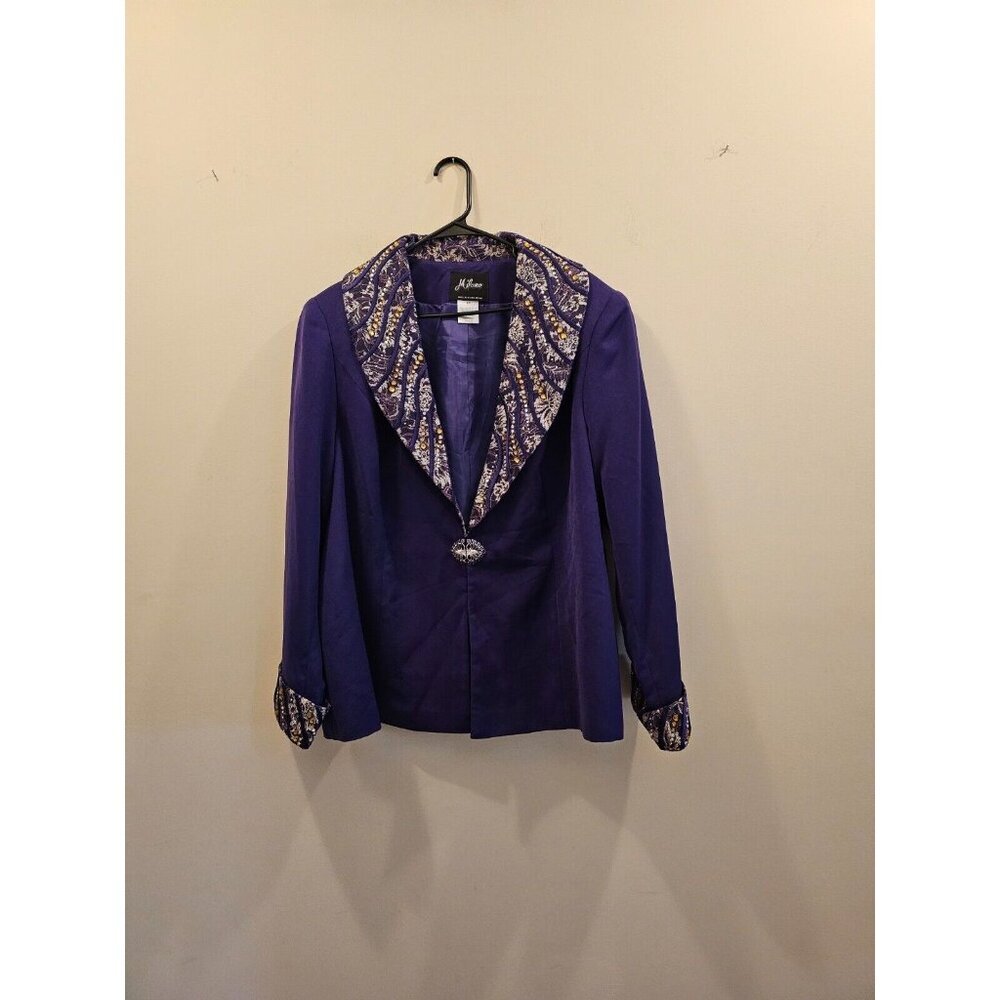 MILANO, PARIS, NY, MILANO Skirt and Jacket Suit Embellished Lace Purple Size 18W - Picture 4 of 15